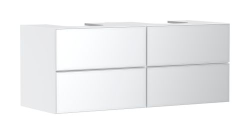 Hansgrohe-HG-Xevolos-E-Waschtischunterschrank-Mattweiss-1370-550-mit-4-Schubkaesten-fuer-Konsolen-mit-2-Aufsatzwaschtischen-geschliffen-Weiss-Metallic-54196320 gallery number 1